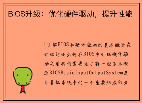 BIOS升级：优化硬件驱动，提升性能